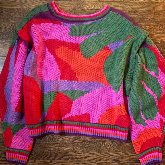 FARM Rio Abstract Scarf Sweater Size Large - Picture 6 of 9